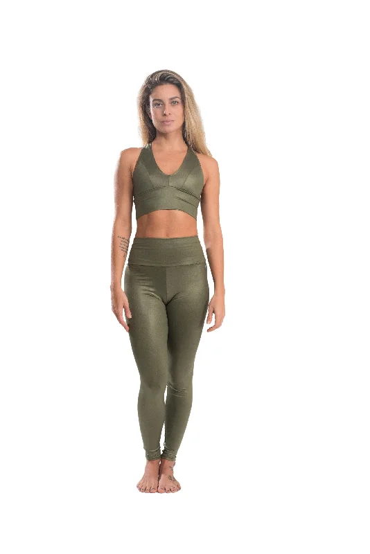 Mid Leggings, Jungle Green Cool Form Light Cozy Cotton Leggings