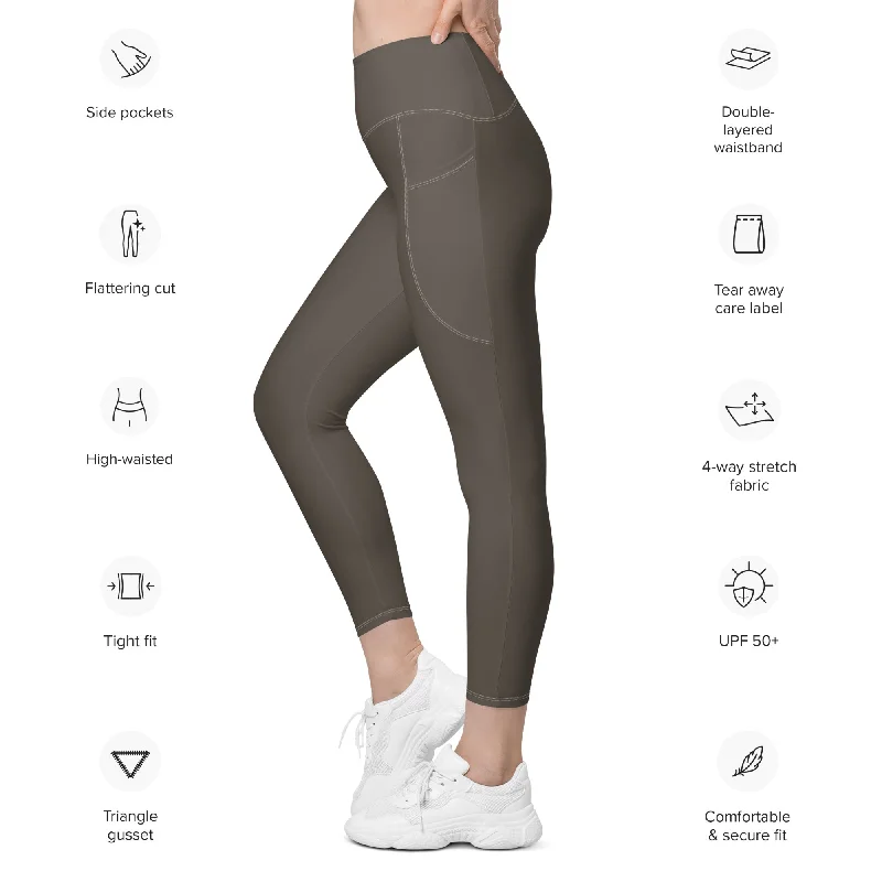 Life League Gear - Women's Leggings with Pockets - SOLID MANGROVE MUD Trendy High-Compression Leggings Life League Gear - Women's Leggings with Pockets - SOLID MANGROVE MUD Trendy High-Compression Leggings