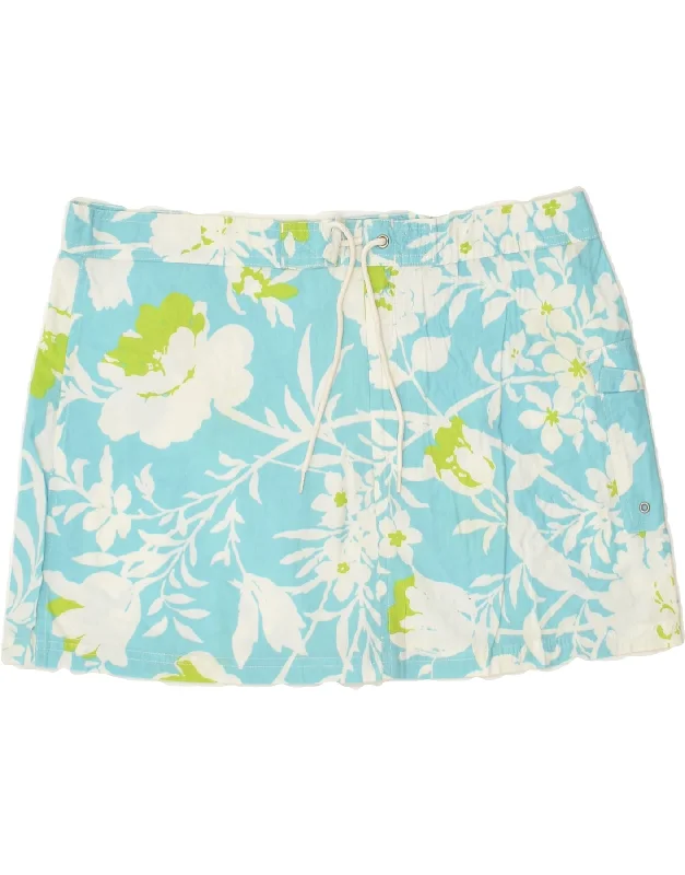 J. CREW Womens Mini Skirt US 12 Large W34 Blue Floral Cotton denim skirt casual