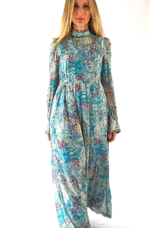Vintage 70s Prairie Boho Dress Tunics Mesh breathable