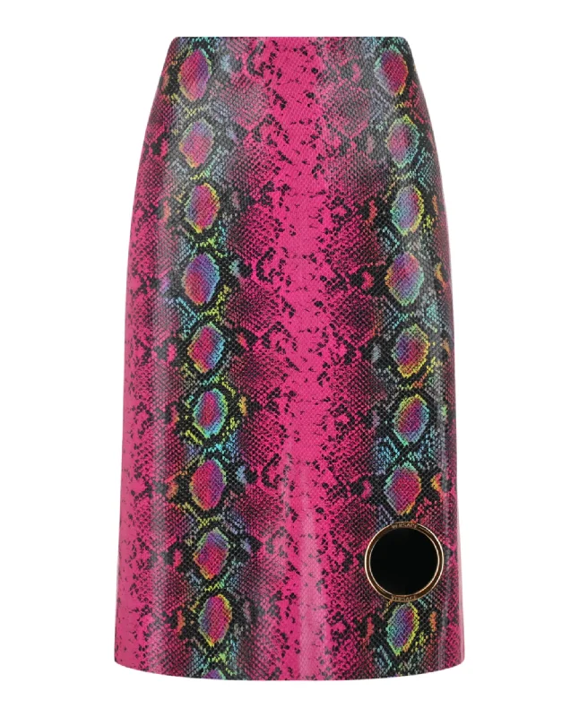 Versace Womens Python-Print Leather Midi Skirt modal blend skirt