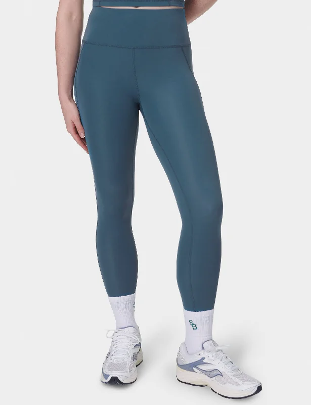 All Day 7/8 Leggings - Subdued Blue Trendy Colorblock Print Leggings