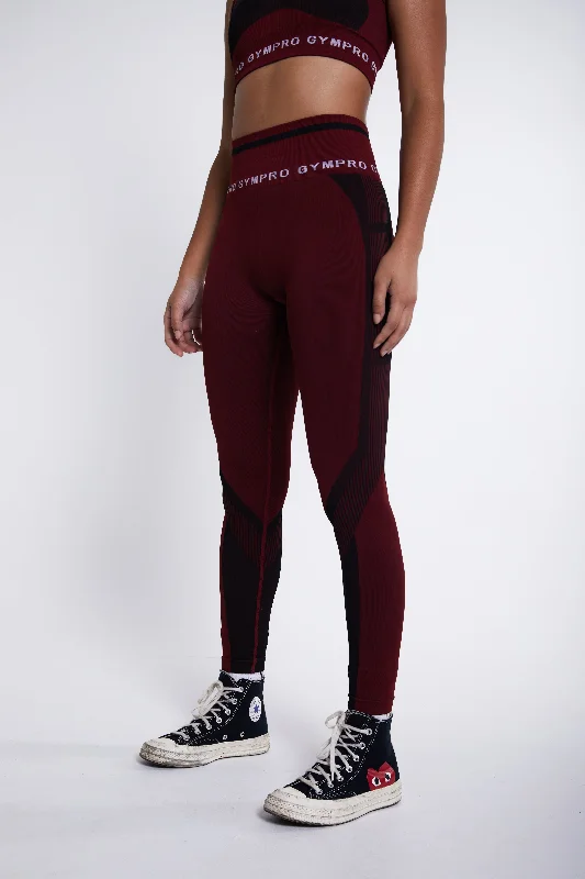 Aztec Leggings - Red Elegant Satin Finish Leggings