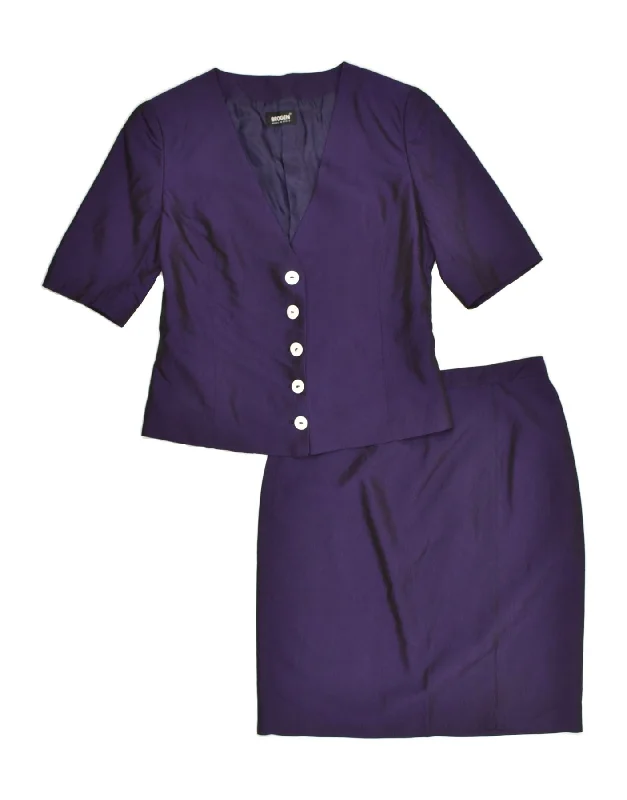 VINTAGE Womens 2 Piece Skirt Set EU 46 Large W30 Purple Viscose silk skirt smooth