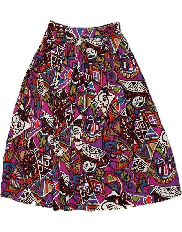 VINTAGE Womens Abstract A-Line Skirt W26 Small Purple denim skirt stylish