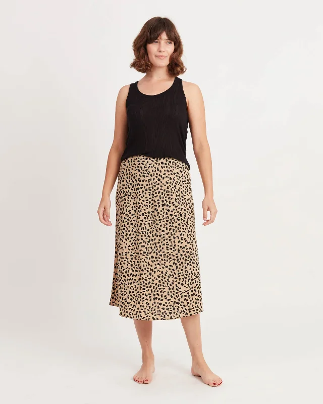 Leopard Everday Midi Skirt linen skirt breathable