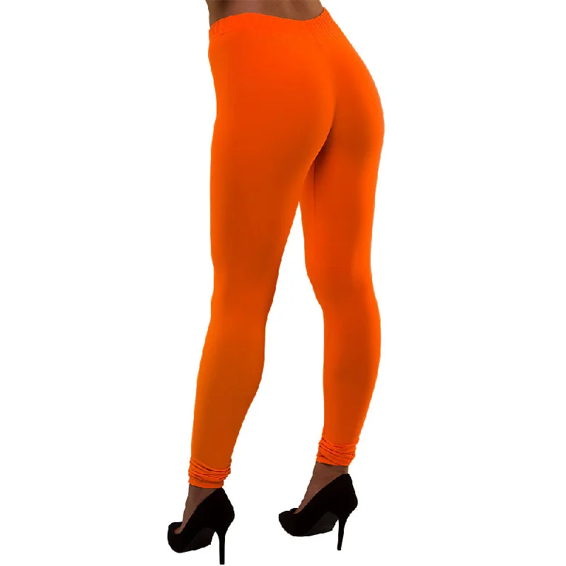 80's Neon Leggings Orange Elegant Embellished Leggings