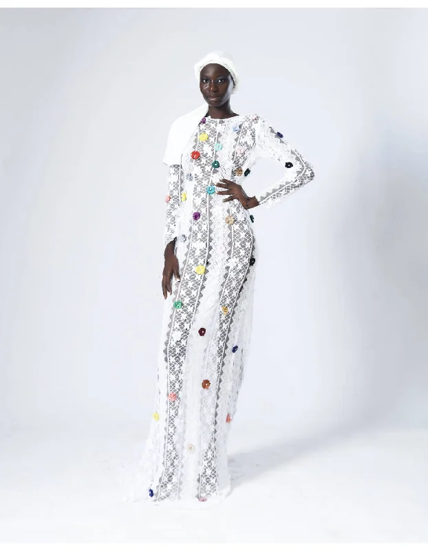 The Obosa See Through Cord Lace Dress Tunics Trendy modern