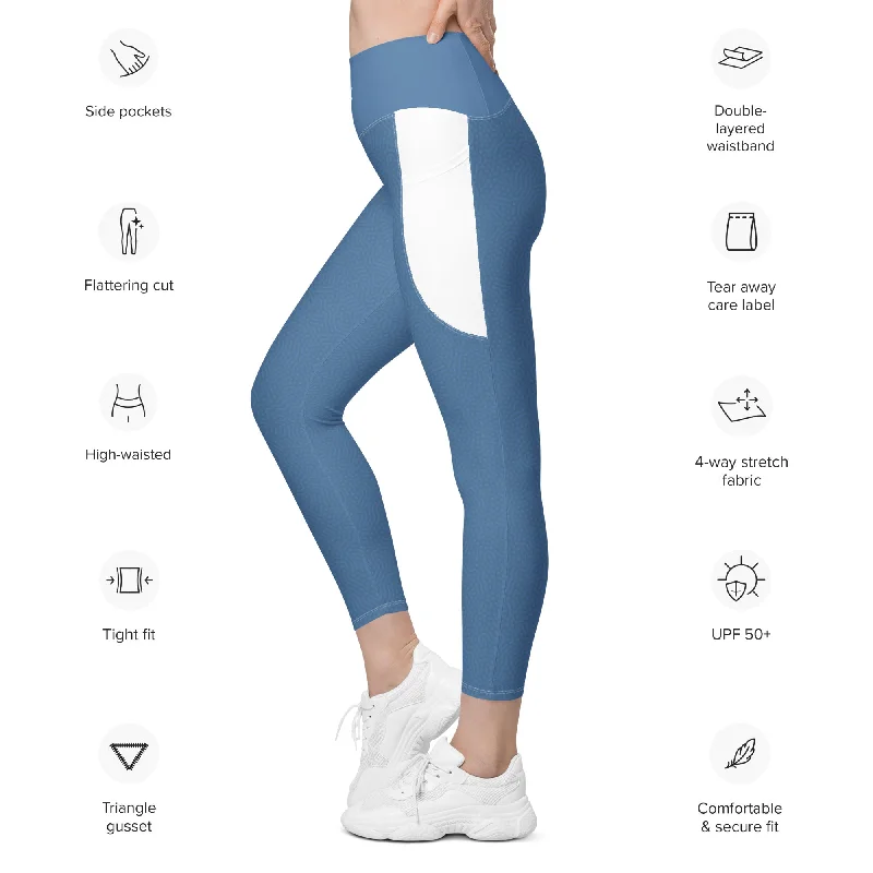 Life League Gear - Women's Leggings with Pockets - Blue Coral Comfortable Full-Body Compression Leggings Life League Gear - Women's Leggings with Pockets - Blue Coral Comfortable Full-Body Compression Leggings