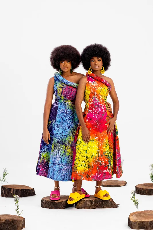 Atuche Hope Dress with unique stuffed band design Turtleneck Neckline Stylish
