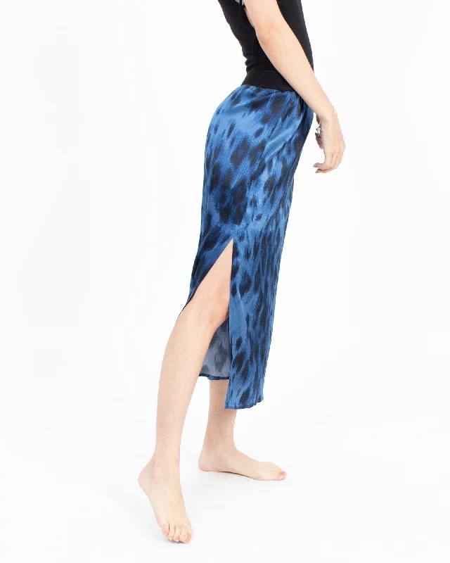 "Blue Kitty" Skirt elastic waist skirt