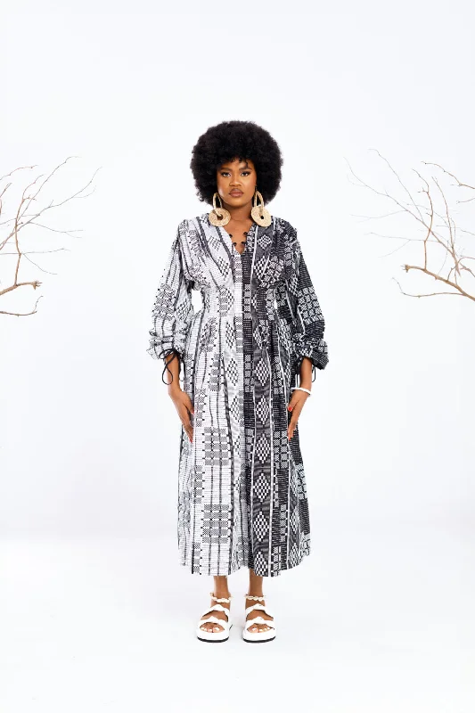 Atuche Zaram detachable dress with ruched shoulders and waist-gathered stitch details empire Waist empire
