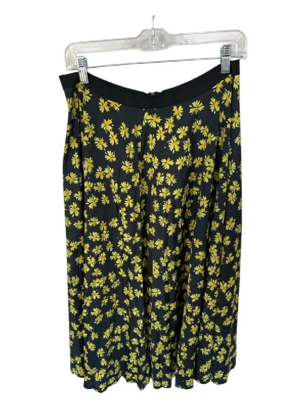 Derek Lam Size 48 Black & Yellow Polyester Side Zip Flowers Maxi Skirt denim skirt stylish Derek Lam Size 48 Black & Yellow Polyester Side Zip Flowers Maxi Skirt denim skirt stylish