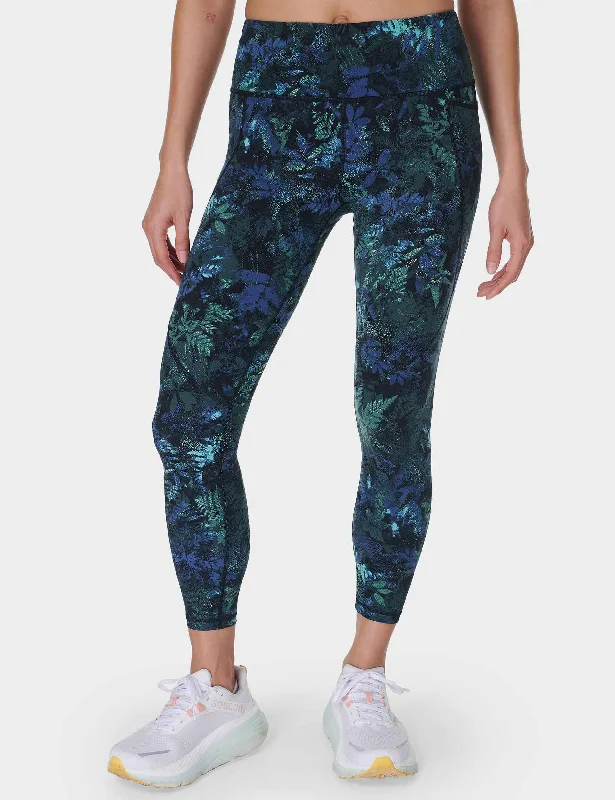 Power 7/8 Gym Leggings - Green Forest Print Comfortable Athletic Tights