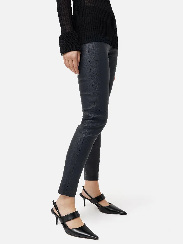 Stretch Leather Legging | Navy Fashionable Smooth Fit Leggings