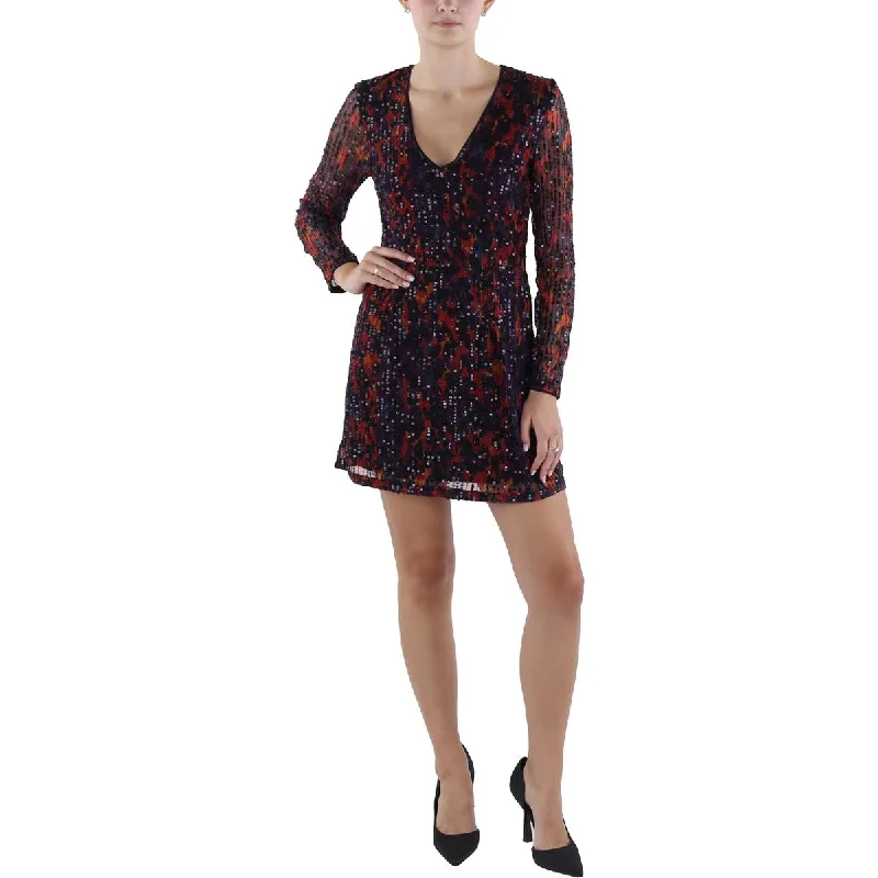 Womens Sequined Above Knee Shift Dress Tunics Fashionable trendy
