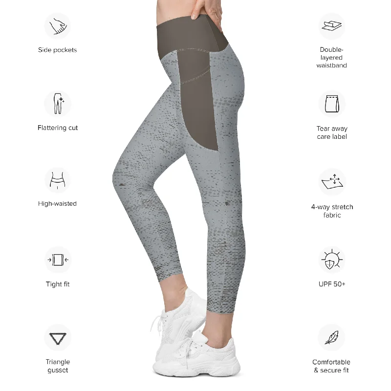 Life League Gear - Women's Leggings with Pockets - "ADAPT" MAKO GREY / MANGROVE MUD Comfortable Bootcut Workout Leggings Life League Gear - Women's Leggings with Pockets - "ADAPT" MAKO GREY / MANGROVE MUD Comfortable Bootcut Workout Leggings