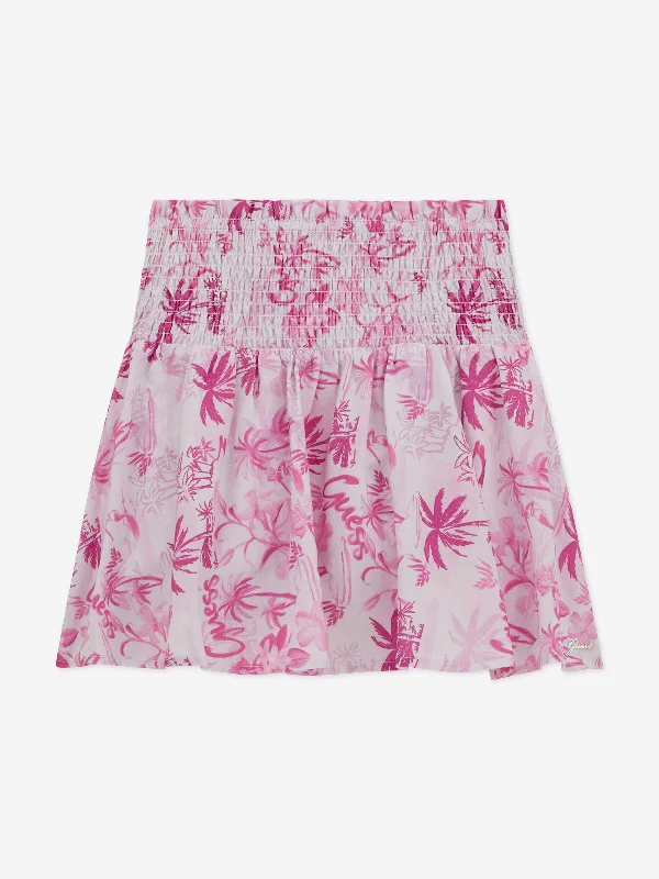 Girls Palm Tree Mini Skirt in Pink tulle skirt dreamy