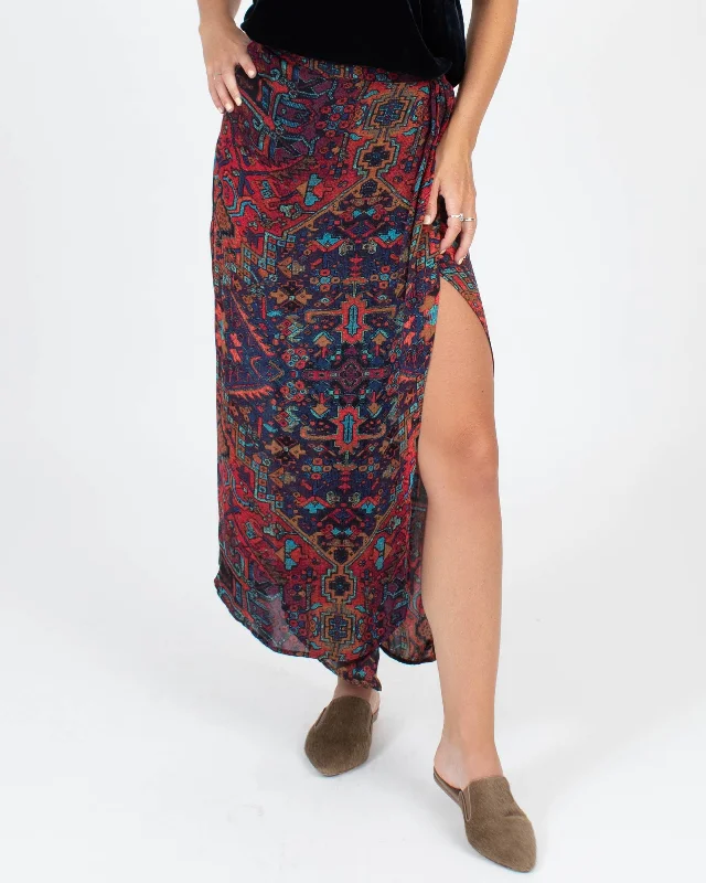 Printed Silk Skirt tiered skirt playful