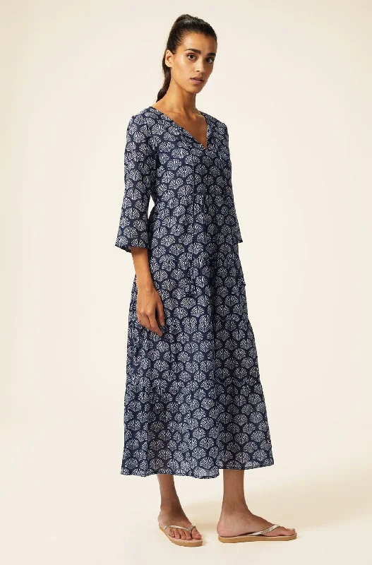 Emma Cotton Dress | Shell Navy/White Tunics Trendy modern