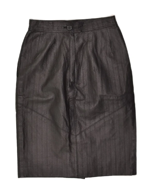 VINTAGE Womens Leather Skirt EU 36 Small W26  Black Leather lace skirt romantic