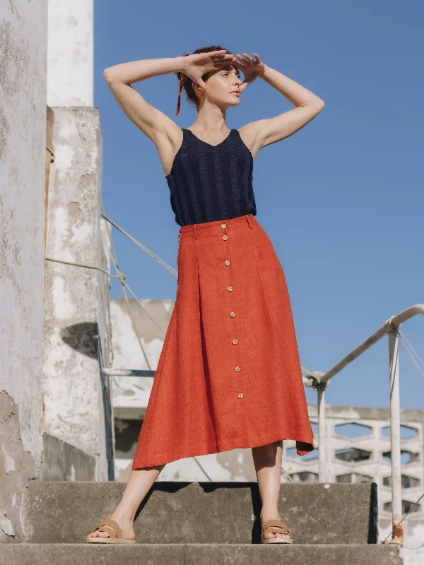 Marola Red Linen Skirt maxi skirt elegant