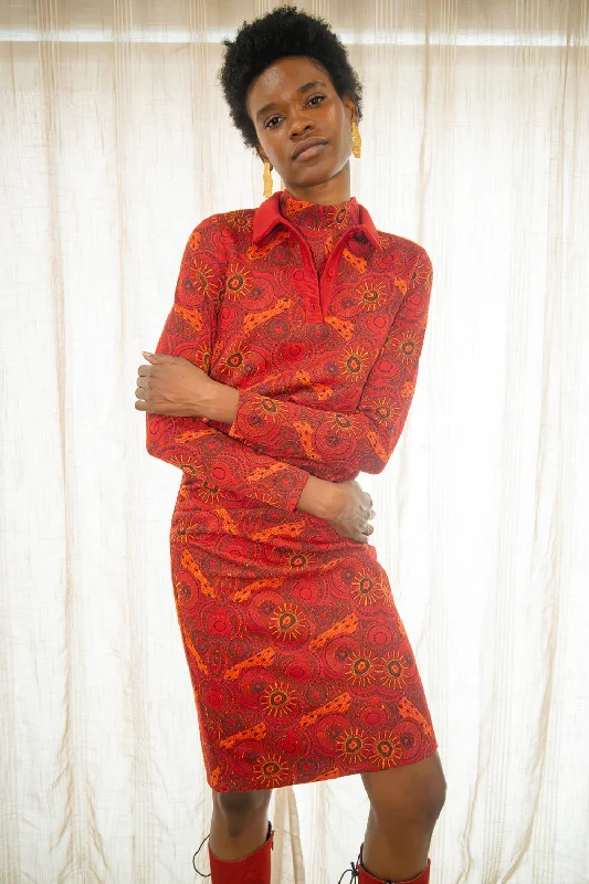 Kahindo Accra Polo Dress with a cropped silhouette Tunics Print Colorful