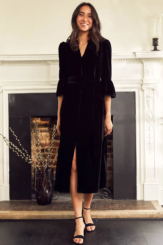 Astrid Velvet Dress | Black Pencil Office Professional