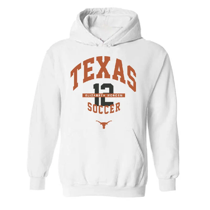 Texas - NCAA Women's Soccer : Elizabeth Worden - Classic Fashion Shersey Hooded Sweatshirt Hoodie with Emblem Brand Identity Texas - NCAA Women's Soccer : Elizabeth Worden - Classic Fashion Shersey Hooded Sweatshirt Hoodie with Emblem Brand Identity