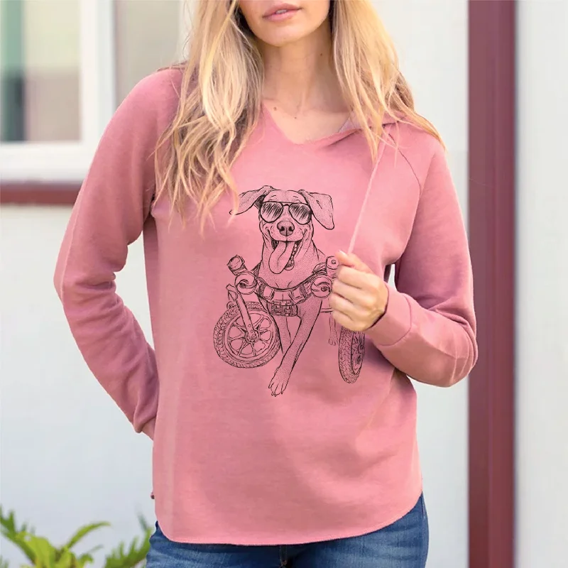 Aviator Hannah the Pitbull Mix - Cali Wave Hooded Sweatshirt Hoodie with Velcro Closure Adjustable Secure Aviator Hannah the Pitbull Mix - Cali Wave Hooded Sweatshirt Hoodie with Velcro Closure Adjustable Secure