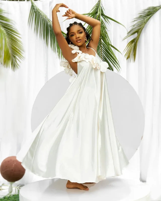 Ivory Afrikaan LARIA Petal Dress Maxi Flowy Bohemian
