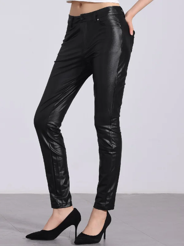 Faux Leather High Waist Stretch Slim Fit Motorcycle Legging Pants Fashionable Tummy Control Leggings Faux Leather High Waist Stretch Slim Fit Motorcycle Legging Pants Fashionable Tummy Control Leggings