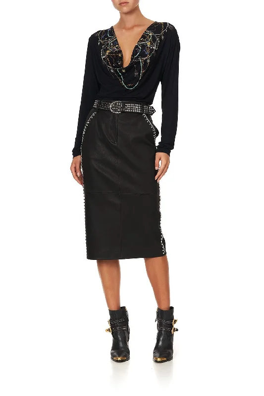 BELTED LEATHER SKIRT LEATHER low waist skirt