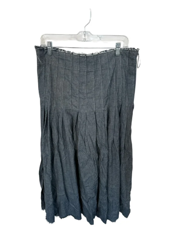 Zara Size XL Gray Linen Side Zip Pleated Maxi Skirt denim skirt trendy