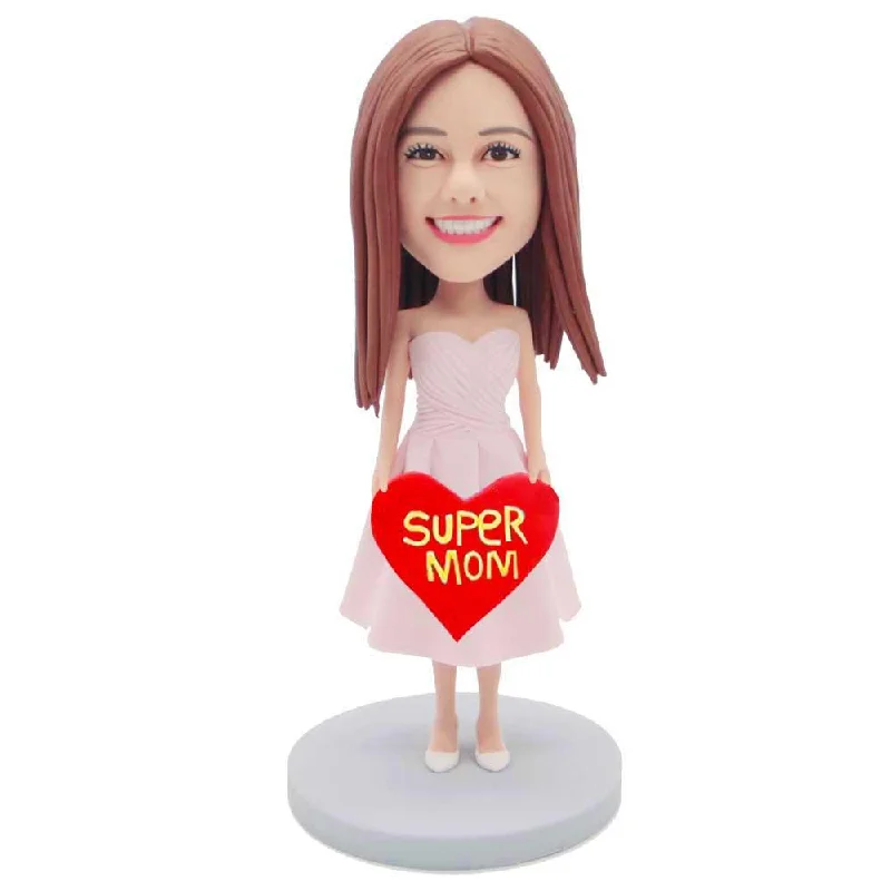 Mother’s Day Gifts Custom Beautiful Female Bobbleheads In Pink Skirt silk skirt elegant