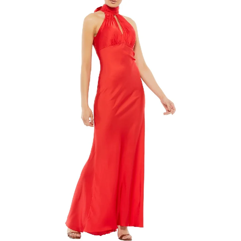 Womens Satin Maxi Sheath Dress Tunics Vintage classic