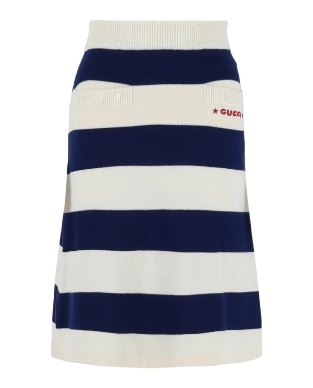 Gucci Womens Wool Striped Skirt leather skirt bold