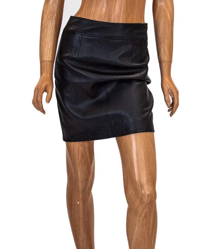 High Waisted Leather Mini Skirt chiffon skirt lightweight