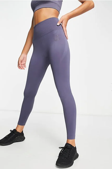 Womens - Lili Seamless Leggings - Grey Trendy Foil Finish Leggings