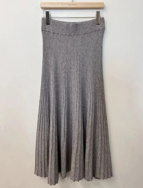 Knit grey Skirt belted skirt waist