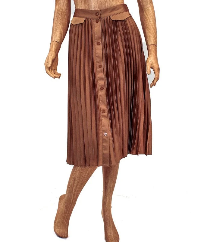 Pleated Button Down Skirt belted skirt waist