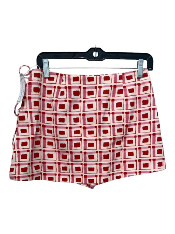 Zara Size XS Cream, Red & Pink Polyester Abstract Print Mini Side Zip Skirt velvet skirt plush Zara Size XS Cream, Red & Pink Polyester Abstract Print Mini Side Zip Skirt velvet skirt plush