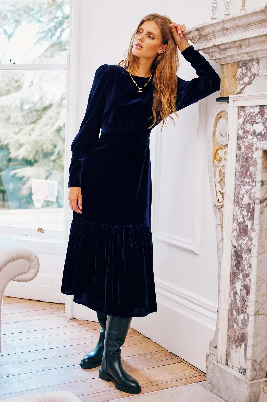 Esmee Velvet Dress | Navy Tunics Luxurious premium
