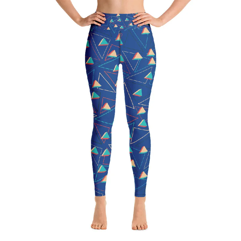 Triangular Candied Blue Yoga Leggings Comfortable Lounge Leggings