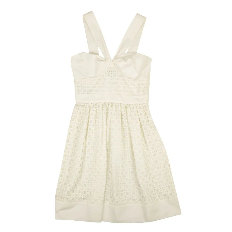 BOUTIQUE MOSCHINO White Sweetheart Lace V-Strap Dress Tunics Practical easy-care