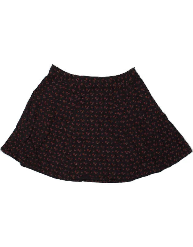 FAT FACE Womens Mini Skirt UK 12 Medium W26 Black Floral Viscose slim fit skirt