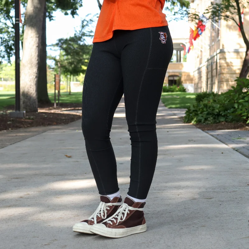 ZZ Peekaboo Ribbed Pocket Leggings Classic Solid Color Leggings