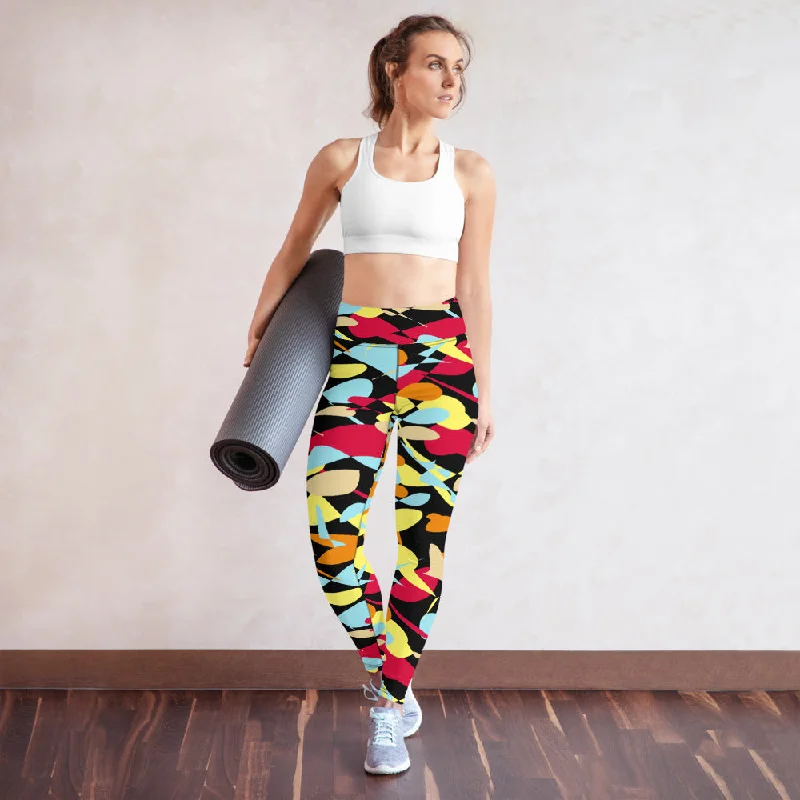 When Confused Black Yoga Leggings Stylish Faux Leather Leggings