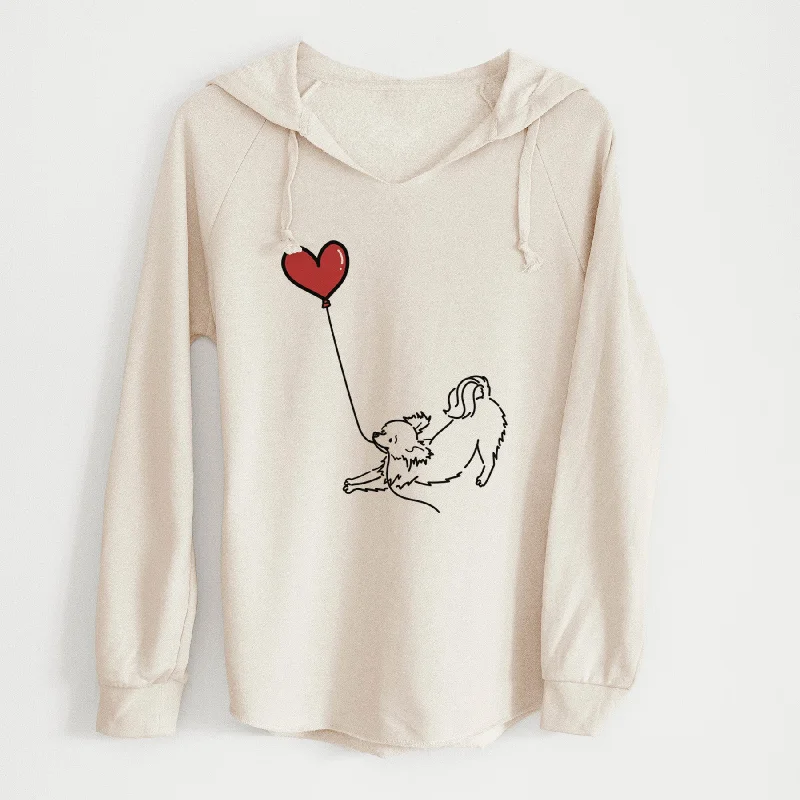 Long Haired Chihuahua Heart String - Cali Wave Hooded Sweatshirt Hoodie with Lace Feminine Delicate