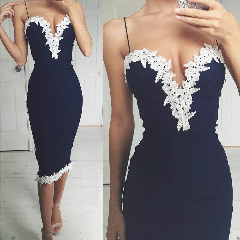 Feitong Summer Dresses Women Ladies Sexy Strappy V Neck Lace Party Bodycon Bandage Knee-Length Dress vestidos feminino Best Cowl Neckline Elegant